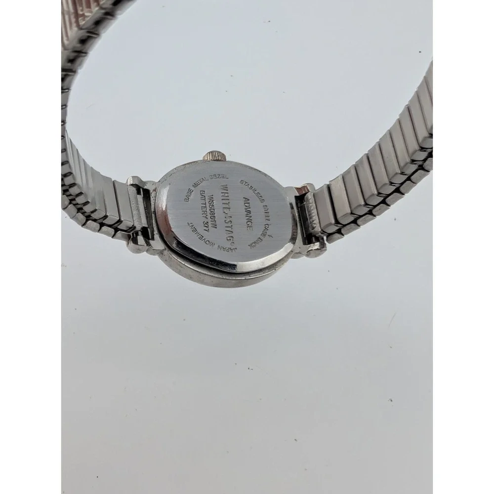 White Stag Women's Watch 19mm Case Silver Stretch Band- New Battery